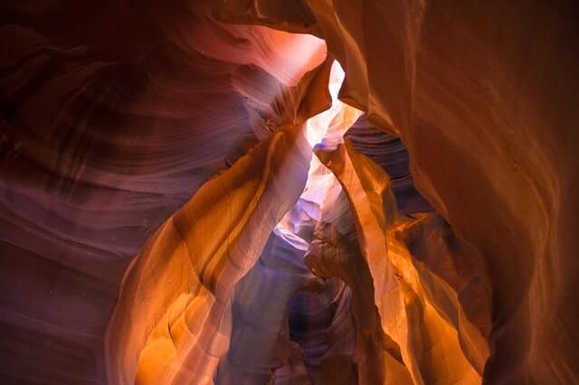 Photo of the inside of upper Antelope Canyon in Arizona